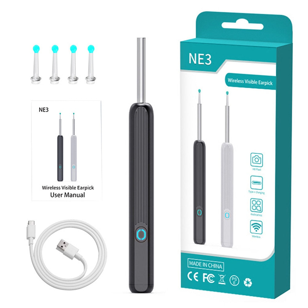 Smart Visual Ear Sticks Endoscópio 500 W de alta precisão Earpick Mini câmera Otoscópio Cuidados com a saúde Limpador de ouvido para iPhone Android