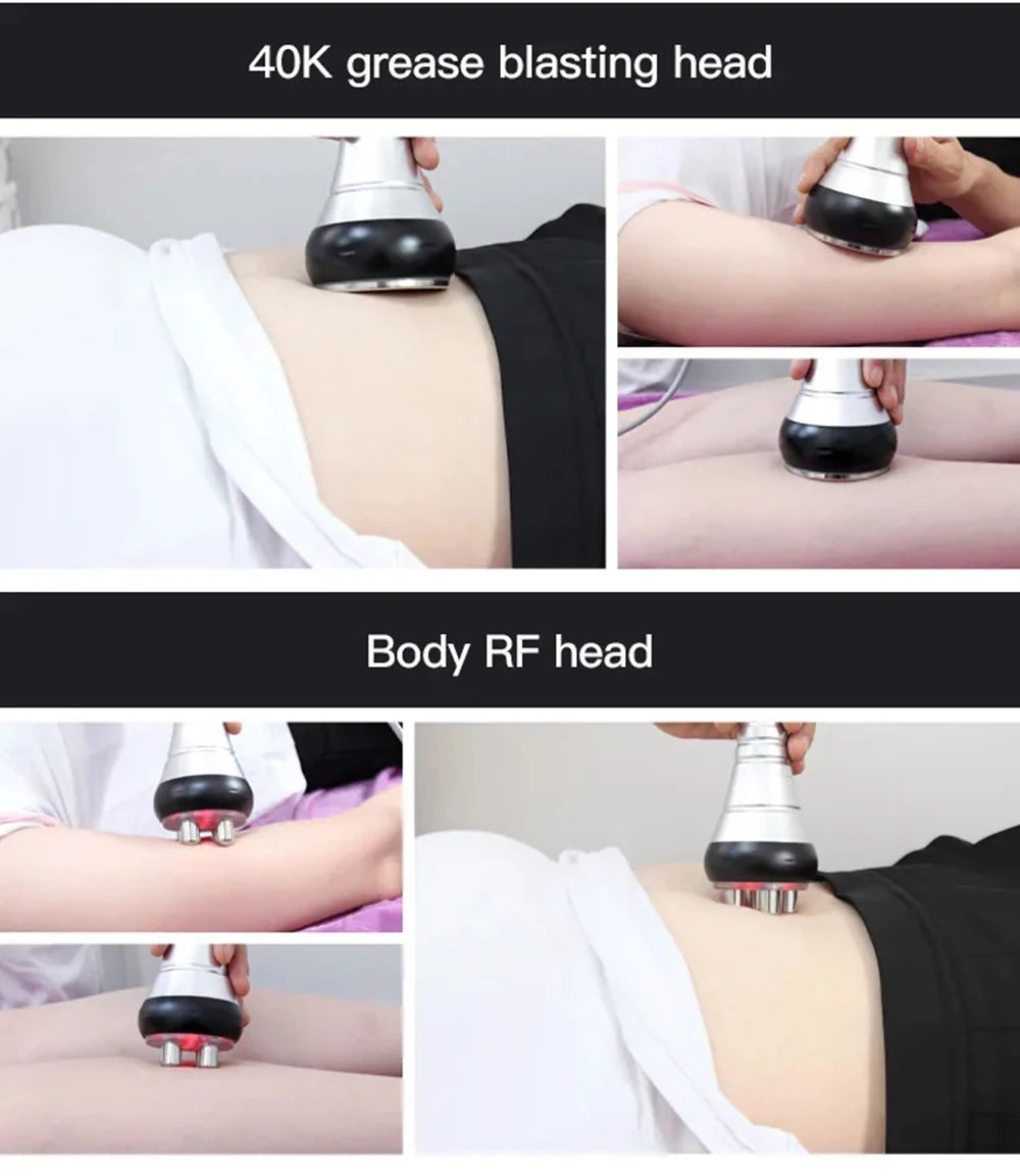 Ultrasonic device for slimming, massaging, and tightening skin on multiple areas.