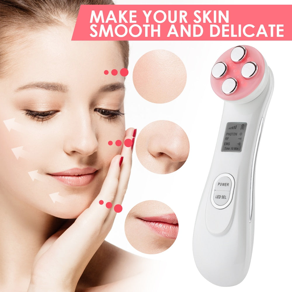 Radio Frequency Facial Massager EMS Microcurrent Face Lifting Machine Skin Care LED Photon Skin Rejuvenation RF Beauty Device