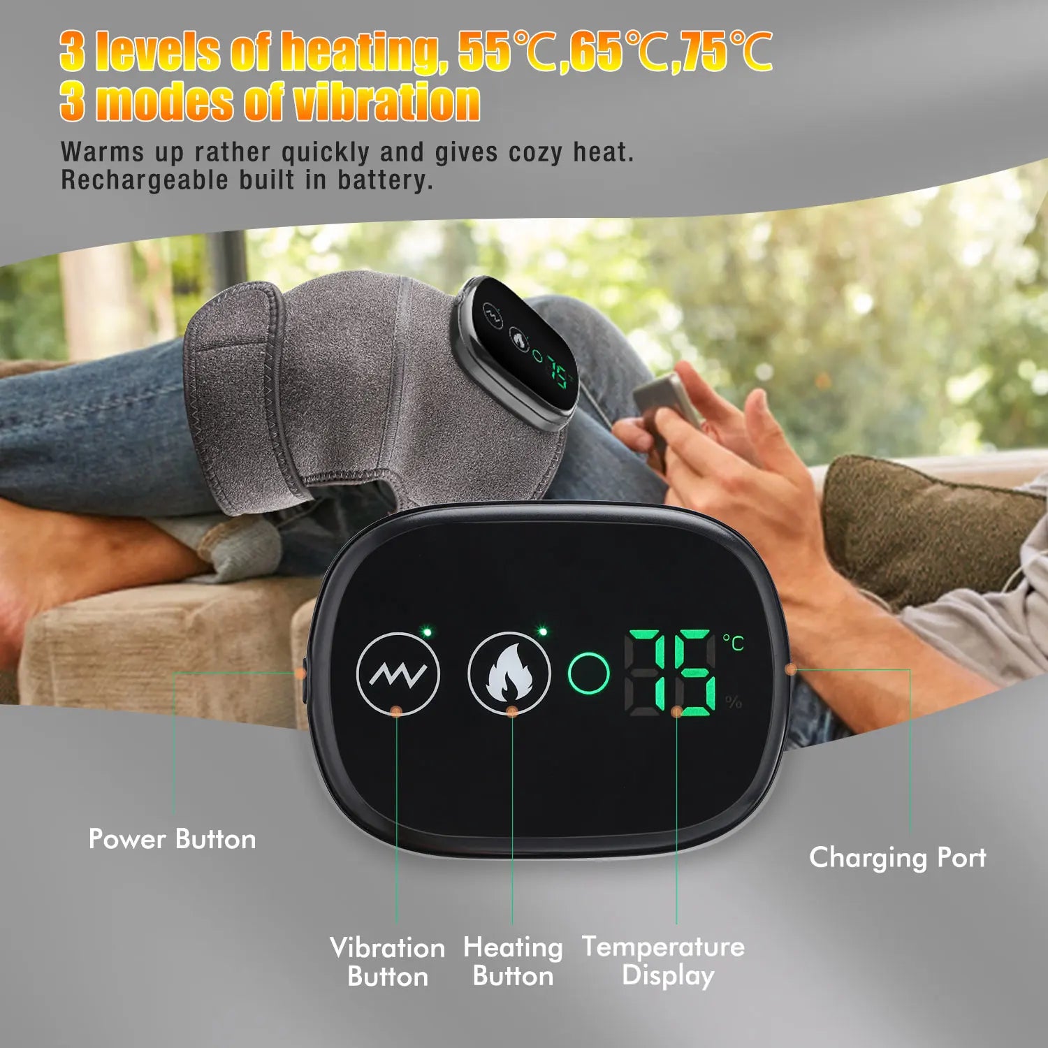 Cozy Heating Device with Rechargeable Power and Temperature Control: Warming Up Quickly.