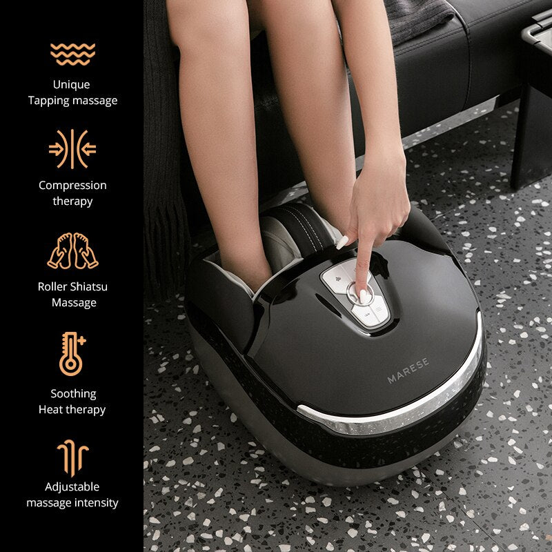 MARESE Massageador elétrico para os pés com vibração profunda, aquecimento, amassamento, compressão, ar, máquina de massagem, presente saudável, preto