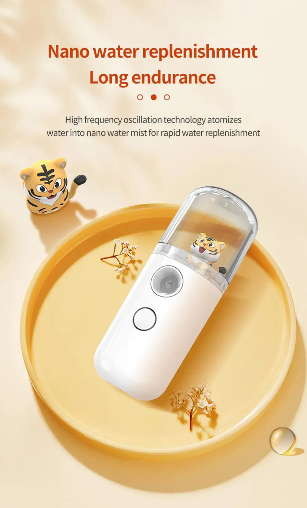 Mini Steamer Uses High-Frequency Oscillation and Nanotech for Rapid Hydration and Moisturization.