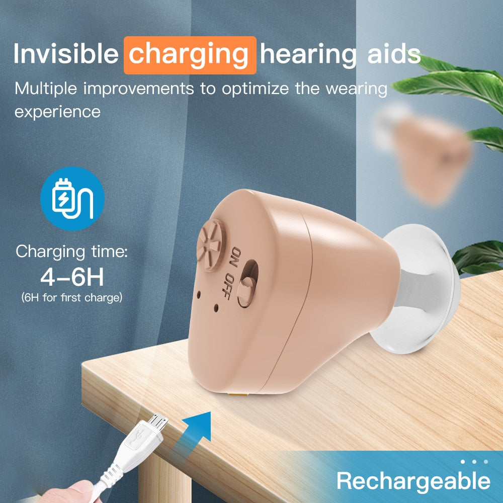 Hearing Aids Rechargeable Sound Amplifier Hearing Aid for the Deafness Behind Ear Adjustable Amplifier Speaker Amplified