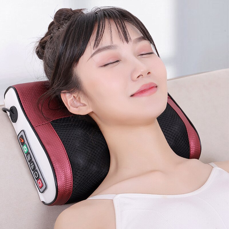 Heat Electric Neck Shoulder Shiatsu Kneading Full Device Cervical Health Body Relaxation for Back Massage Pillow Massageador