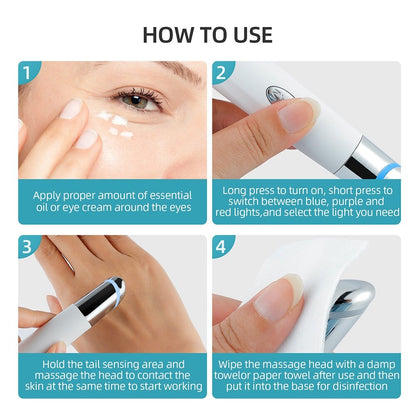 Hot Compress Eye Massager Pen Smart Disinfection LED Eye Lip Massager Eye Skin Tighten Anti Aging Eye Wrinkle Lip Lines Removal