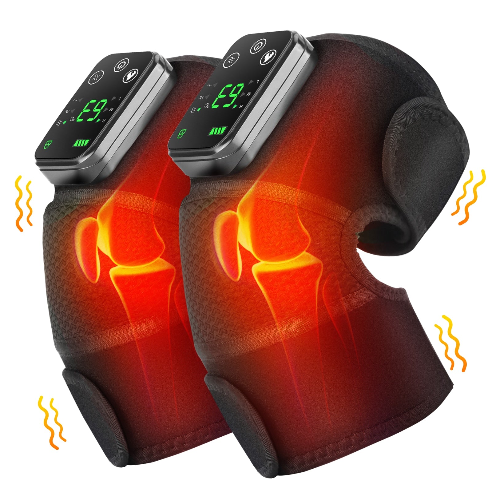 1Pair Heating Knee Massager Vibration Thermal Therapy For Knee Shoulder Arthritis Massage Joint Pain Relief Warm Wrap Knee Brace