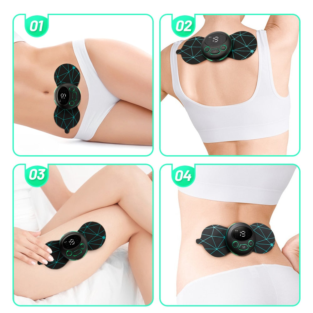 Massageador de cintura para massagem nas costas, adesivo estimulador muscular elétrico, adesivo corporal fino, maca, para alívio da dor cervical, mini almofada de massagem