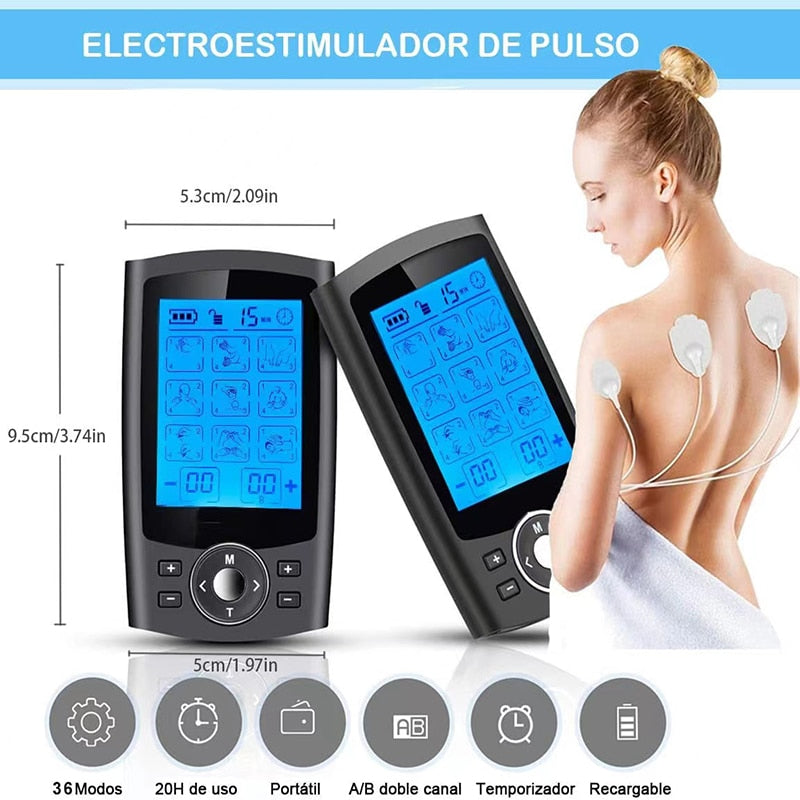 Tens Muscle Stimulator 36-Mode Electric EMS Acupuncture Body Massage Digital Therapy Slimming Machine Electrostimulator