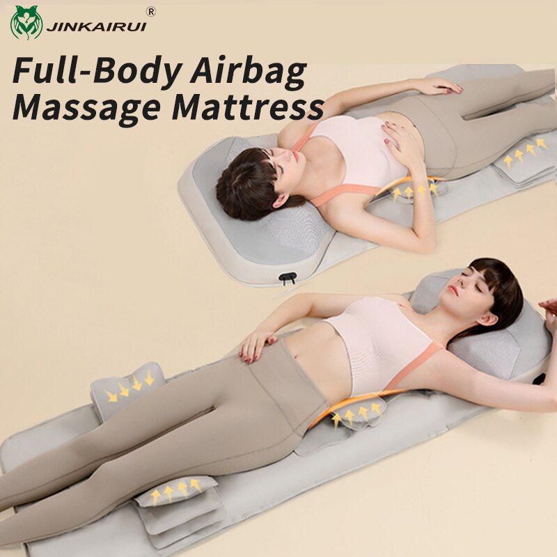 Jinkairui Airbag Heated Neck Massager Full Body Massage Mat Mattress Traction Lumbar Vibration with Remote Controller