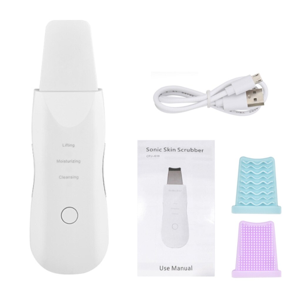 Ultrasonic Skin Scrubber Facial Cleaning Blackhead Remover Machine Peeling Shovel Vibration Massager Tools