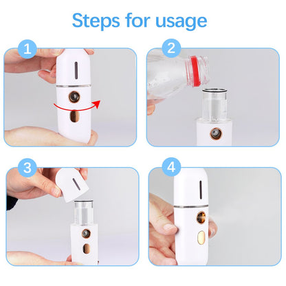 Mini Face Steamer USB Rechargeable Humidifier Nano Nebulizer Portable Cold Spray Moisturizing Beauty Instruments Skin Care Tool