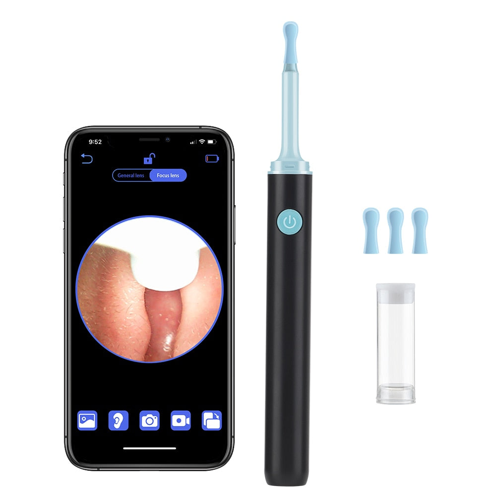 Smart Electric Ear Otoscope Visual Ear Sticks Limpeza sem fio 3,9mm 1080P Endoscópio Wifi Otoscope 6 LED Light Ear Care Tool