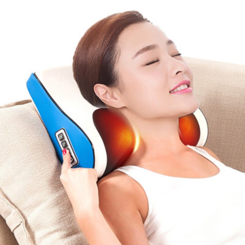 Heat Electric Neck Shoulder Shiatsu Kneading Full Device Cervical Health Body Relaxation for Back Massage Pillow Massageador