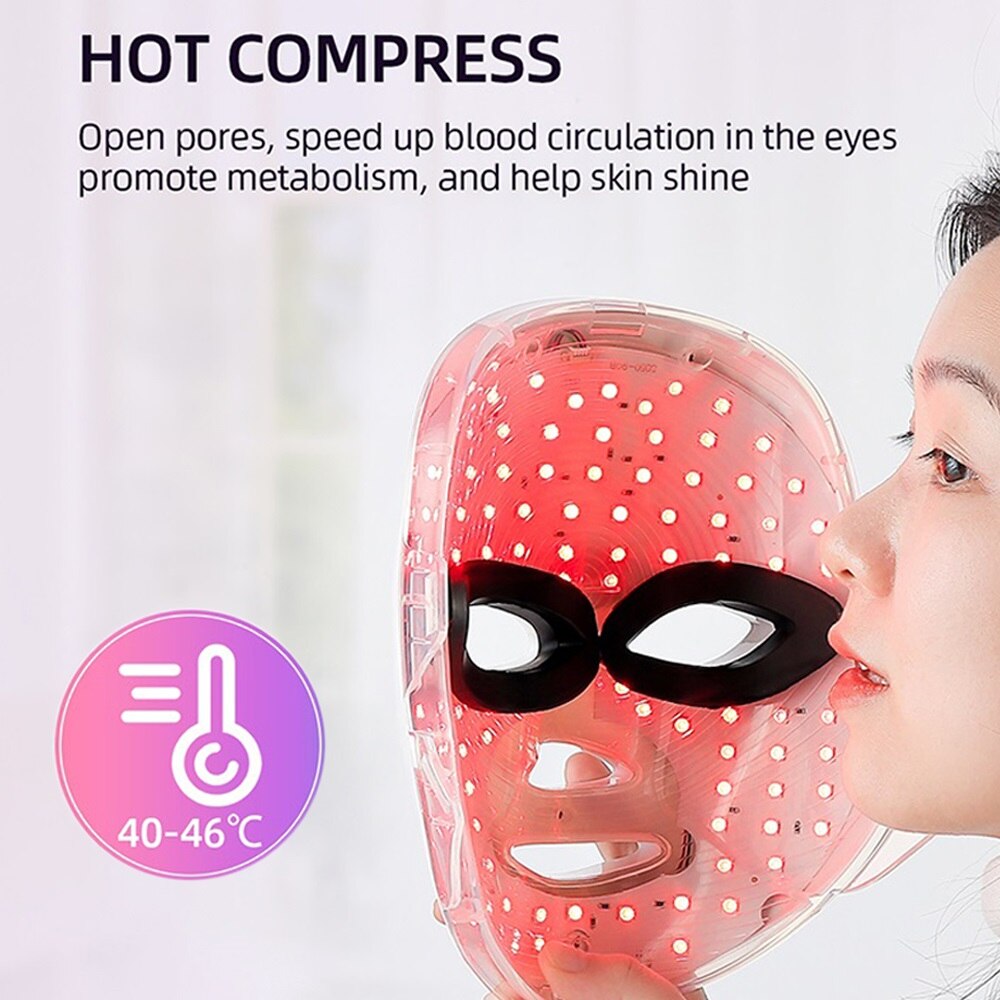 Upgraded2.0 EMS Hot Compress LED Face Mask 7 Colors LED Beauty Mask EMS Eye Skin Care Anti Aging Facial Whiten Tighten Anti Acne