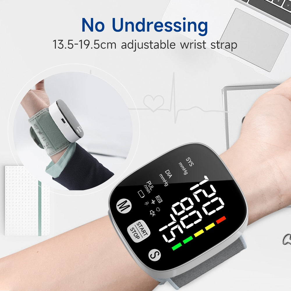 Yongrow New LED Rechargeable Wrist Blood Pressure Monitor English/Russian Voice Broadcast Tonometer  BP Monitor Sphygmomanometer