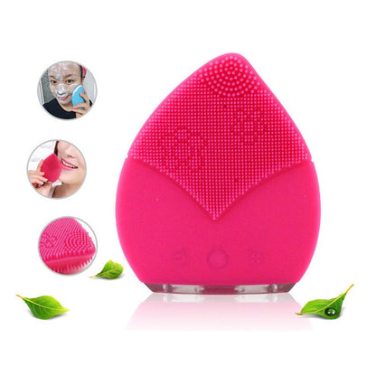 6 In 1 Ultrasonic Electric Face Cleansing Brush Silicone Hot Cool Sonic Facial Exfoliating Cleaner Skin Rejuvenation Massage NEW