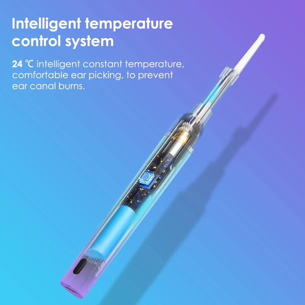 Intelligent temperature control for comfortable and burn-free ear cleaning.