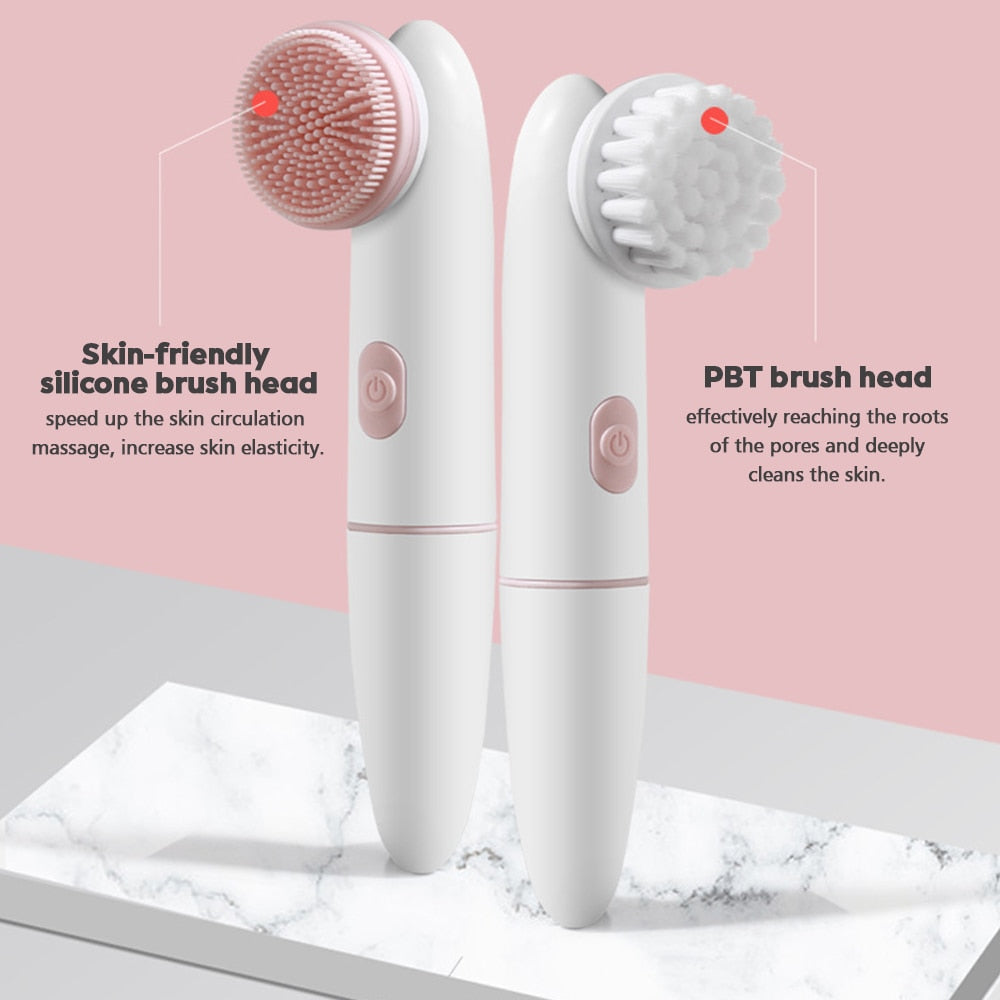 skin-friendly silicone brush head speed up the skin circulation effectively reaching the