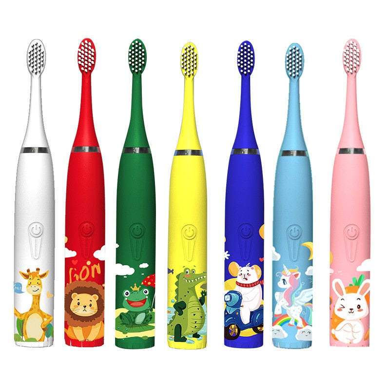 Sonic Electric Toothbrush for Children Kids cleaning teeth whitening Rechargeable water proof Replace The Tooth Brush Head