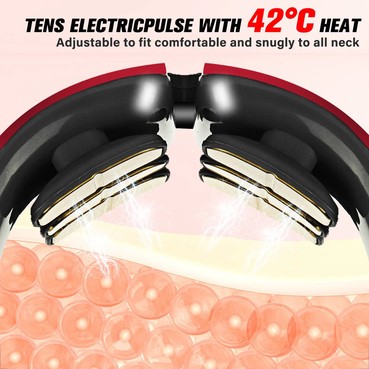 Adjustable heat therapy with 42°C warmth provides comfortable and snug fitting for any neck size.