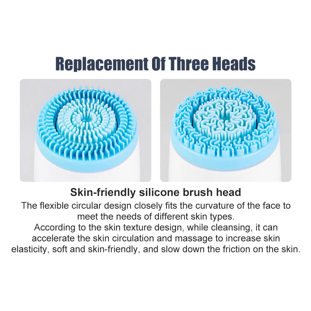 Flexible brush heads promote blood circulation and massage for smooth, elastic skin.