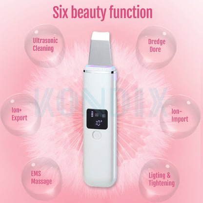 Ultrasonic Skin Scrubber Deep Face Cleaning Machine Peeling Shovel Facial Pore Cleaner Face Skin Scrubber Lift Machine New