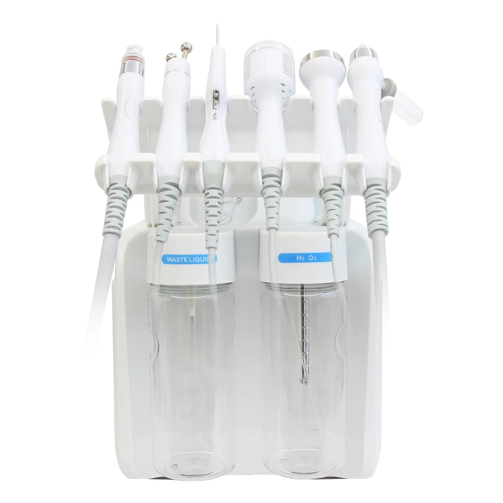 Hydrodermabrasion machine cleans and lifts skin, promoting deep hydration and oxygenation.