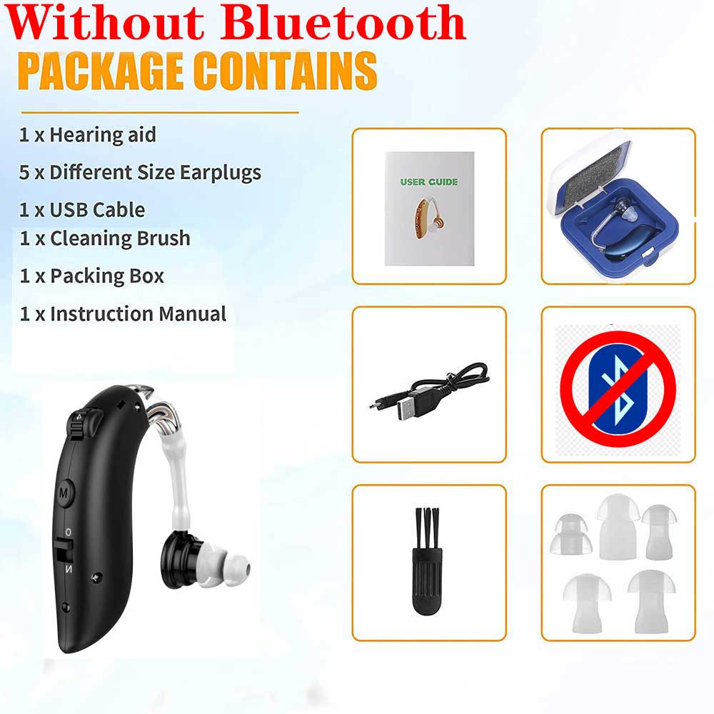 Without Bluetooth PACKAGE CONTAINS 1X Hearing aid 5 