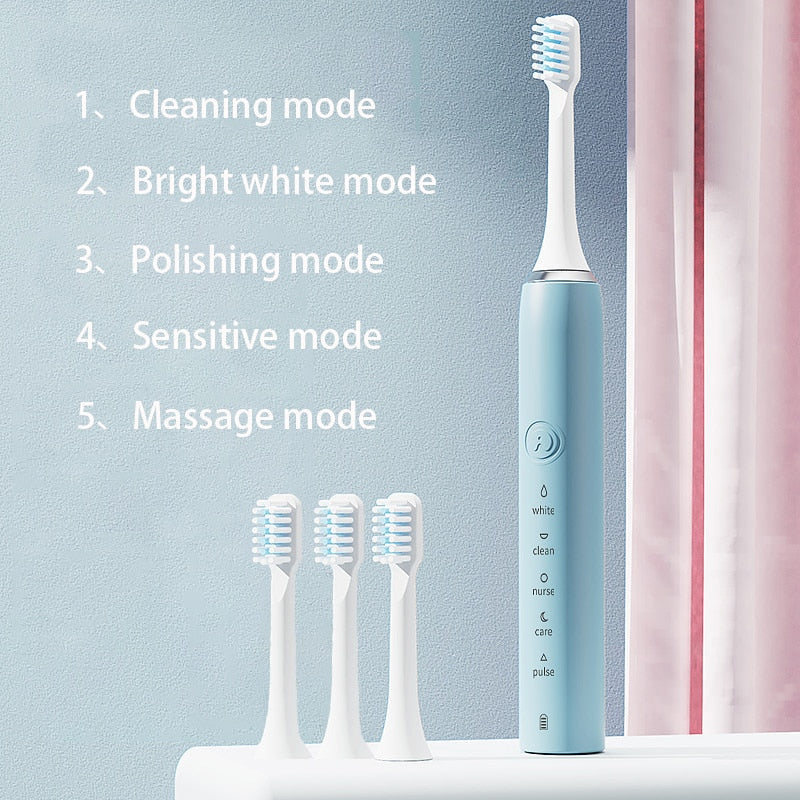 The New Ultrasonic Sonic Electric Toothbrush Rechargeable Tooth Brushes Adult Timer Brush Washable Electronic Whitening Teeth