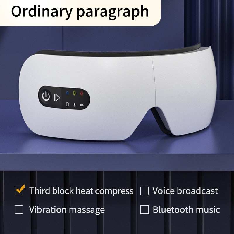 Massageador para os olhos Airbag Massagem por vibração Compressa quente Bluetooth Música Proteção para os olhos Aliviar a fadiga Display LED Criança ou adulto