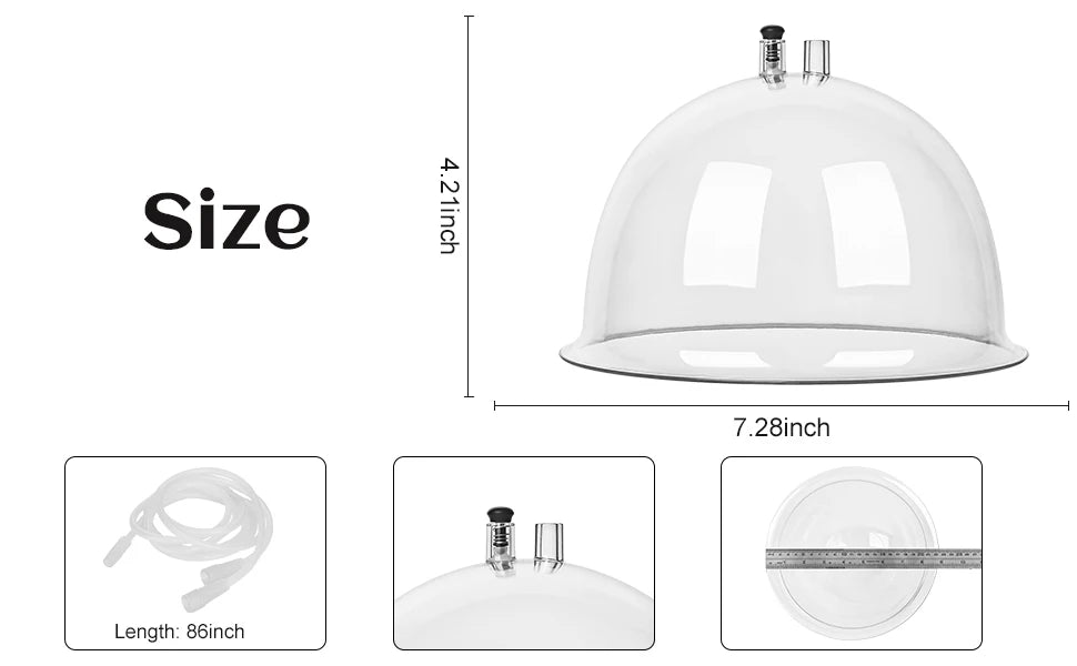 7.28-inch cup set for back body scraping, 6.6-inch in length.