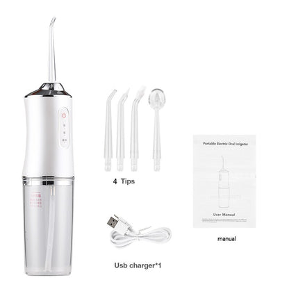 Oral irrigator portable dental water flosser with 4 nozzles usb rechargeable electric toothbrush ipx7 replacement brush head