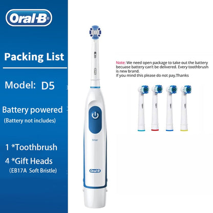 Oral B escova de dentes elétrica rotação dentes limpos escova de dentes adulto DB4010 escova de dentes elétrica com 4 cabeças de reposição extras