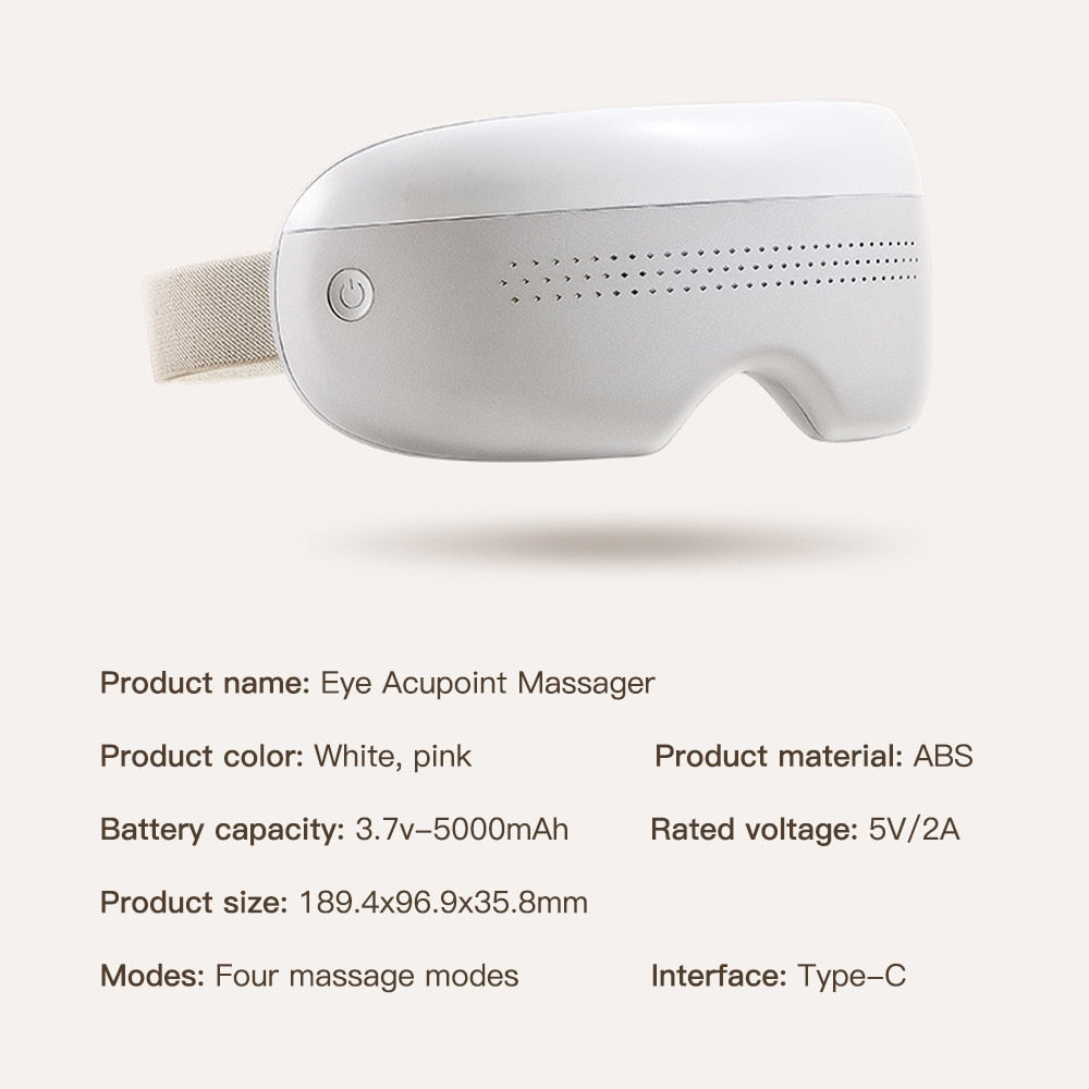 Massageador para os olhos Type-C 4D Acupoint Massager Smart Airbag Vibração Instrumento para cuidados com os olhos Óculos para massagem nos olhos Fadiga Bolsa e rugas