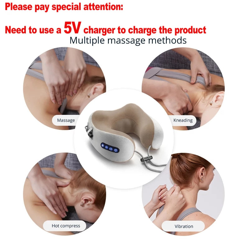 Masseur de cou oreiller en forme de U multifonctionnel Portable épaule masseur cervical voyage maison voiture Relax oreiller de Massage