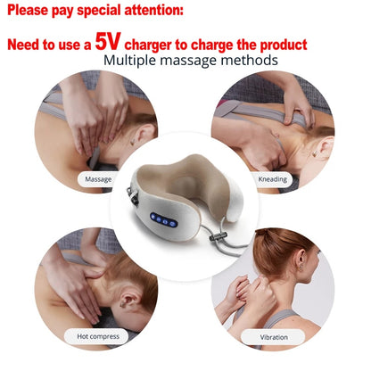 Masseur de cou oreiller en forme de U multifonctionnel Portable épaule masseur cervical voyage maison voiture Relax oreiller de Massage