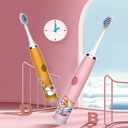 Children Sonic Electric Toothbrush Colorful Cartoon For Kids Ultrasonic Soft Fur Automatic Waterproof With Replacement Heads