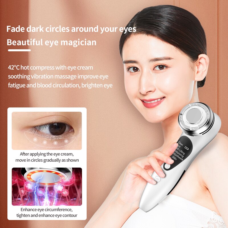 High Frequency Facial Mesotherapy RF Radio Frequency Hot Cold LED Photon Face Lifting Tighten Wrinkle Removal Face Massager