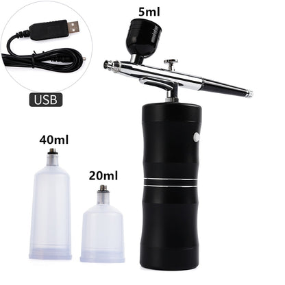 Top 0.4mm Pink Mini Air Compressor Kit Air-Brush Paint Spray Gun Airbrush For Nail Art Tattoo Craft Cake Nano Fog Mist Sprayer