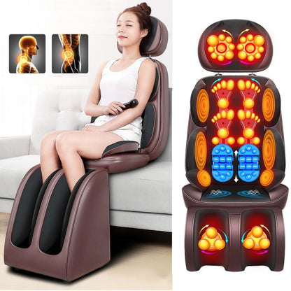 Upgrade Electric Full Body Massage Chair Neck Back Waist Massage Cushion Heat Vibrate Kneading Leg Massage Pad Seat Relaxation