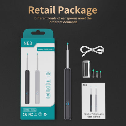 NE3 Ear Cleaner High Precision Ear Wax Removal Tool with Camera LED Light Wireless Otoscope Smart Ear Cleaning Kit Gift