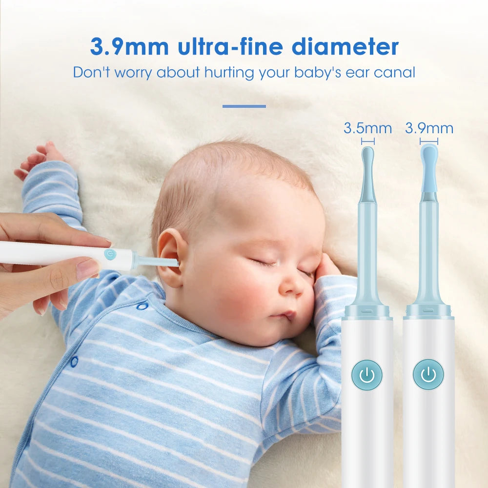 Gentle baby ear inspection tool with ultra-fine tip and adjustable sizes.