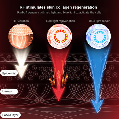 RF stimulates skin collagen regeneration Radio frequency with red light and blue