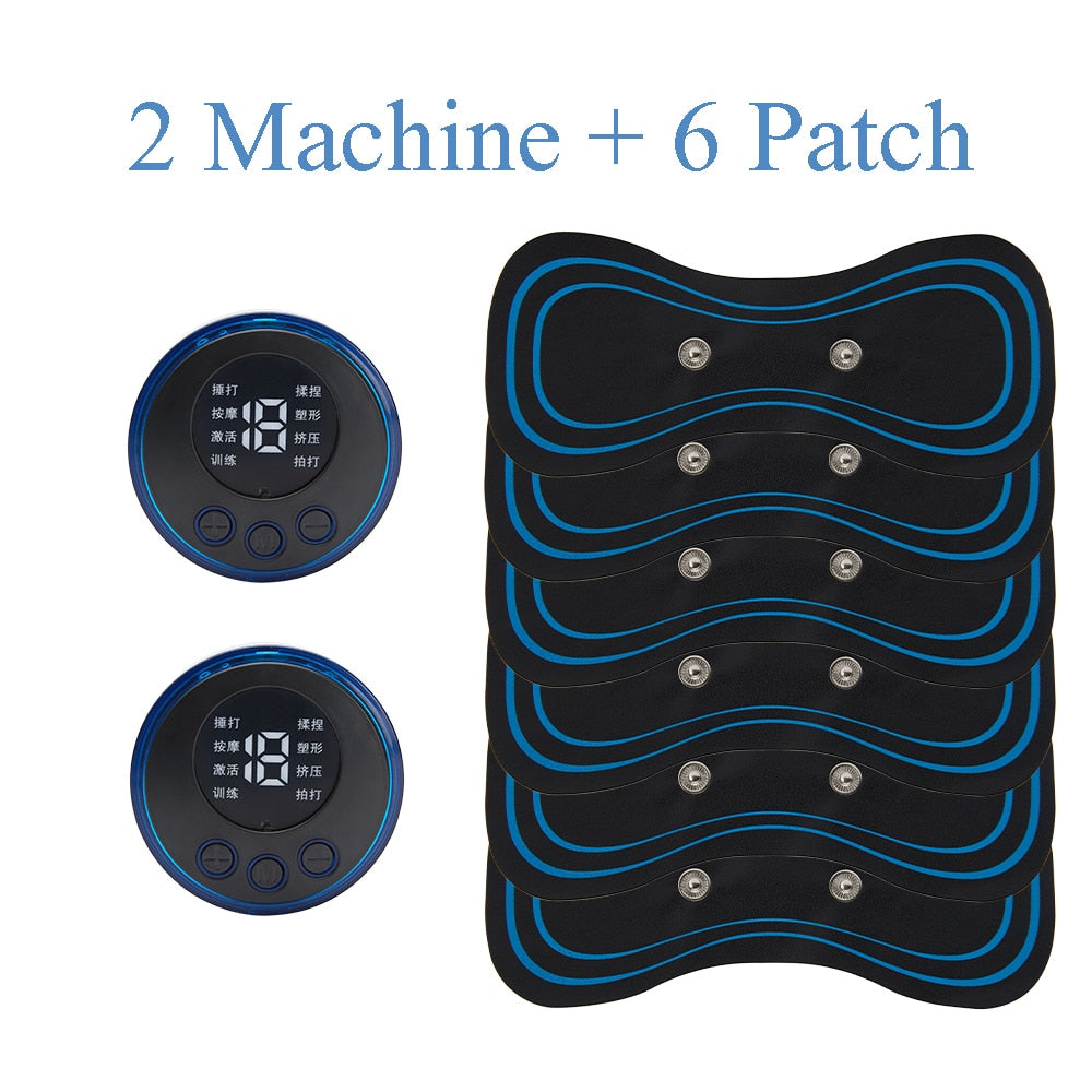 EMS Mini Electric Pulse Neck Masager LCD Display 8 Mode Cervical Massage Patch Muscle Pain Relief Tool Portable Body Massager