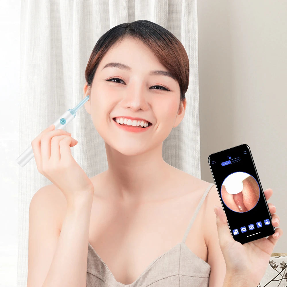 Wireless ear camera for oral inspection and cleaning, ideal for healthcare professionals.