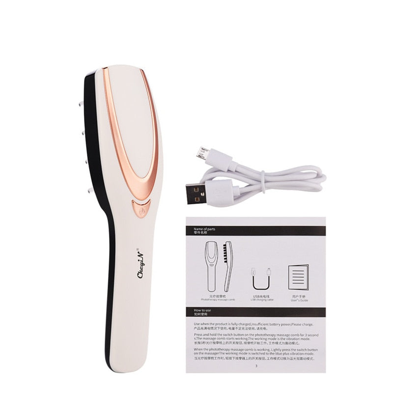 CkeyiN 3 in 1 Electric Wireless Infrared Ray Massage Comb Hair Growth 3 Modes Vibration Head Scalp Massager Anti Hair Loss Care