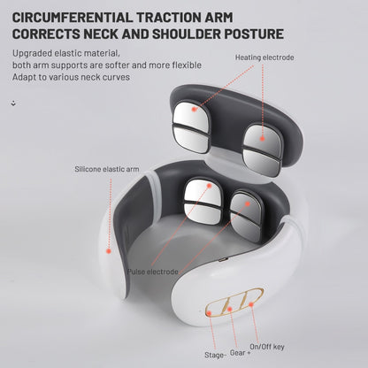 Instrumento de massagem no pescoço, aquecimento elétrico recarregável inteligente, pressão quente, pulso magnético, instrumento de massagem no pescoço