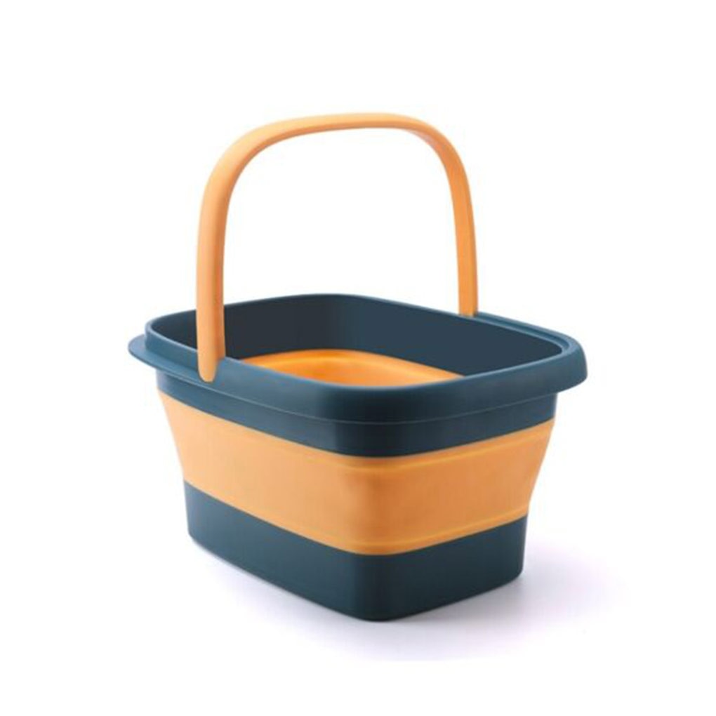 Foot Bath Basin Foldable Massage Tub Large Capacity Portable Dorm Spa Travel Camping Soak Bucket with Handle Dark Blue