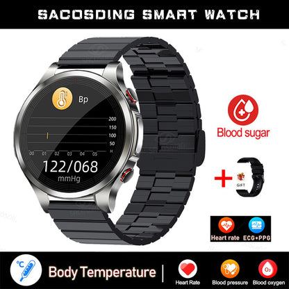 New Blood Glucose Smartwatch ECG+PPG Monitoring Heart Rate Blood Pressure Body Temperature Oximetry Smart Watch For Men Women