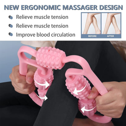 Rouleau de massage musculaire pour tissus profonds Rouleau de massage manuel en mousse à double angle à 360 ° pour les jambes, le cou, le bras, la taille